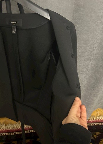 Siyah Kemerli Midi Kadın Blazer Ceket - Görsel 5