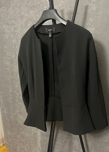 Siyah Kemerli Midi Kadın Blazer Ceket - Görsel 3