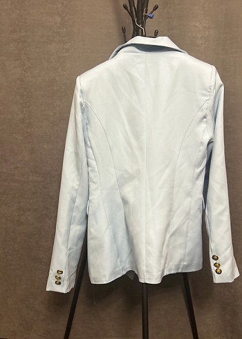 Toz bebe mavisi Düğmeli Kadın Blazer Ceket - Görsel 9