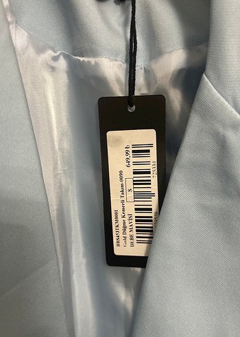 Toz bebe mavisi Düğmeli Kadın Blazer Ceket - Görsel 3