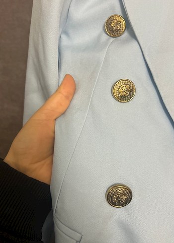 Toz bebe mavisi Düğmeli Kadın Blazer Ceket - Görsel 2