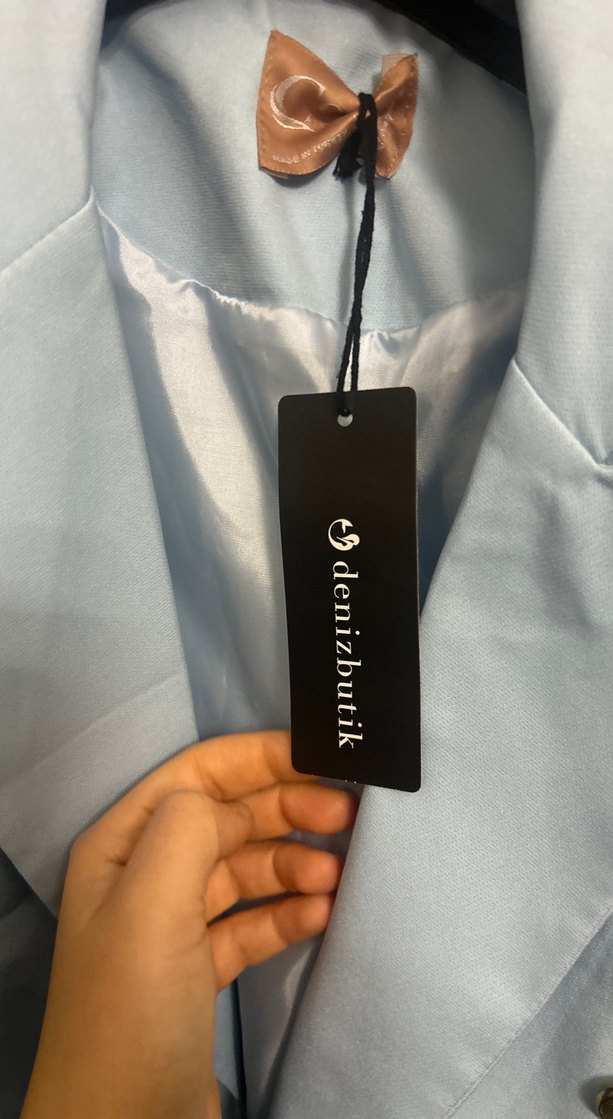 Toz bebe mavisi Düğmeli Kadın Blazer Ceket - Görsel 4