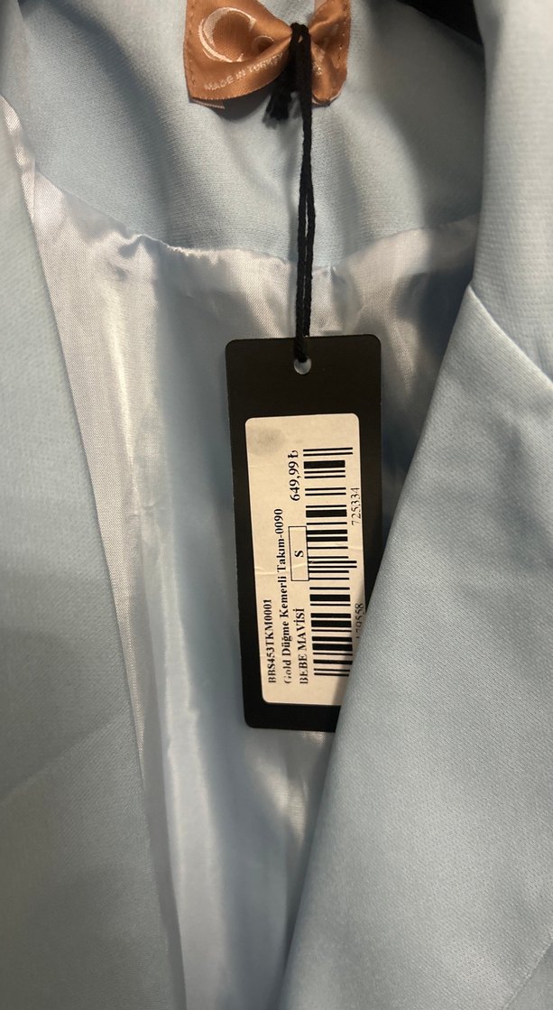 Toz bebe mavisi Düğmeli Kadın Blazer Ceket - Görsel 3