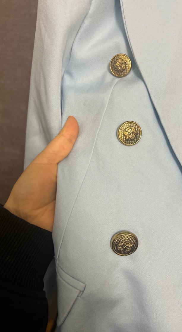 Toz bebe mavisi Düğmeli Kadın Blazer Ceket - Görsel 2