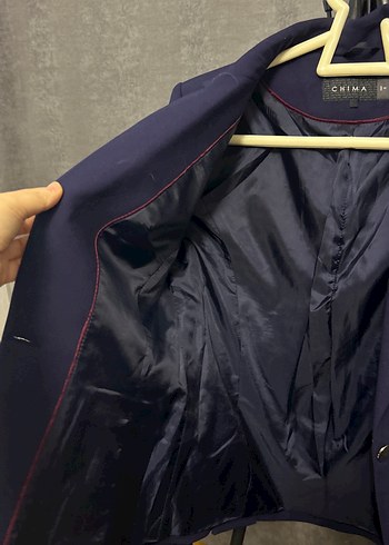 Düğmeli Koyu Mavi Kadın Blazer Ceket - Görsel 4