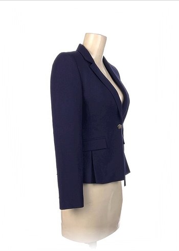 Düğmeli Koyu Mavi Kadın Blazer Ceket - Görsel 8