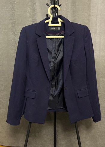 Düğmeli Koyu Mavi Kadın Blazer Ceket - Görsel 2