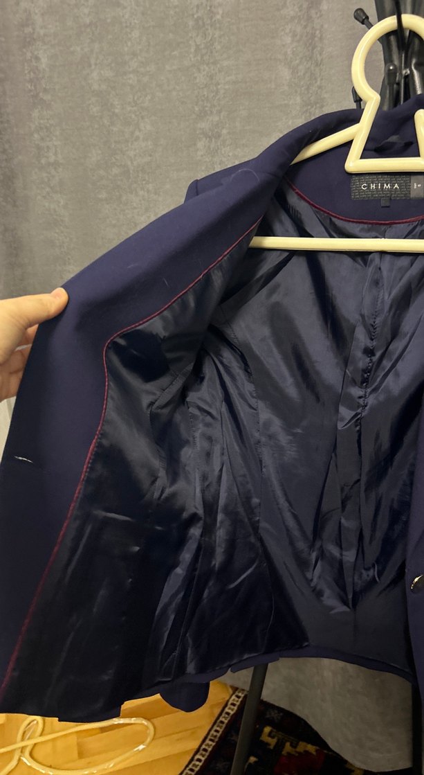 Düğmeli Koyu Mavi Kadın Blazer Ceket - Görsel 4