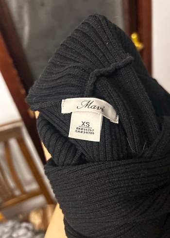 Siyah Uzun Triko Yüksek Yakalı Elbise - Görsel 7