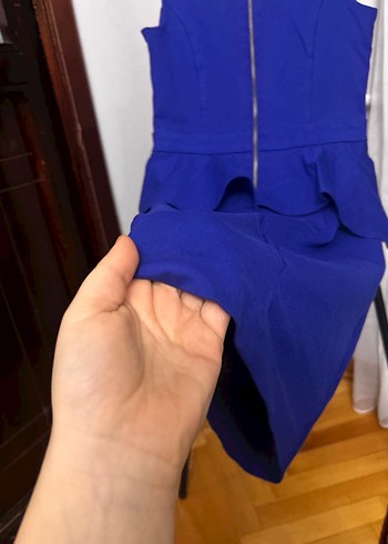 Kolsuz Mavi Midi Elbise - Görsel 3