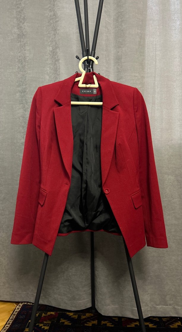 Kırmızı Düğmeli Kadın Blazer Ceket - Görsel 2