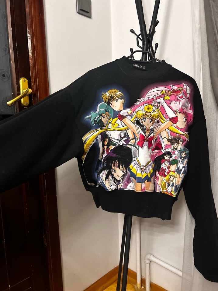 Siyah ay savaşçısı Baskılı Kadın Sweatshirt - Görsel 2