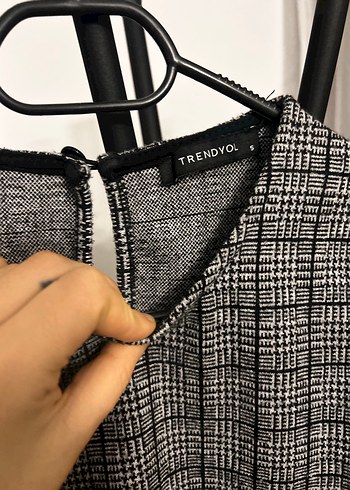 Gri Ekose Desenli Midi Elbise - Görsel 2