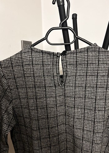 Gri Ekose Desenli Midi Elbise - Görsel 3