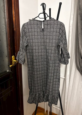 Gri Ekose Desenli Midi Elbise - Görsel 4