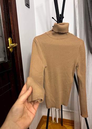 Camel Kadın Boğazlı Triko Kazak - Görsel 2