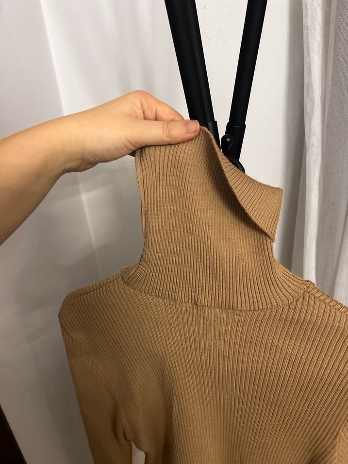 Camel Kadın Boğazlı Triko Kazak - Görsel 5