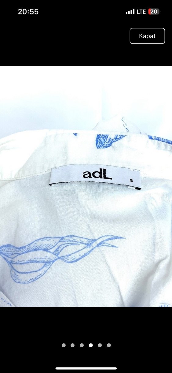 Mavi Desenli Bağlama Detaylı Pamuklu Gömlek - Görsel 4