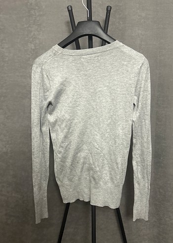 Gri Kadın Keten Uzun Kollu Triko - Görsel 5