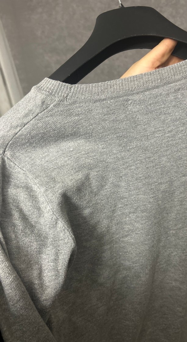 Gri Kadın Keten Uzun Kollu Triko - Görsel 4