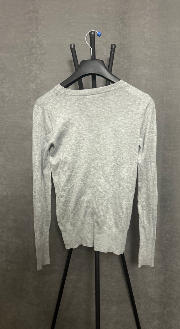 Gri Kadın Keten Uzun Kollu Triko - Görsel 5