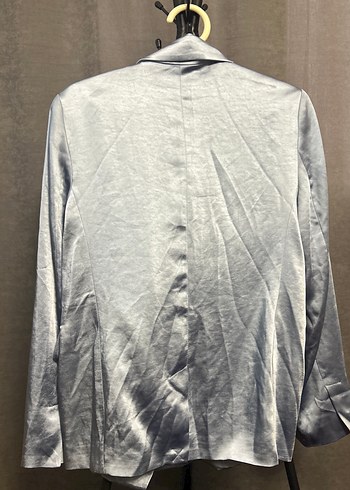 Bebe mavisi Saten Kadın Blazer Ceket - Görsel 5