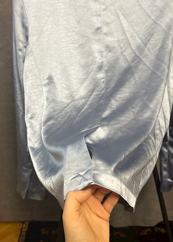 Bebe mavisi Saten Kadın Blazer Ceket - Görsel 6