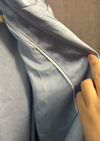 Bebe mavisi Saten Kadın Blazer Ceket - Görsel 4