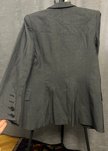 Kadın Gri yün Kumaş Düğmeli Blazer Ceket - Görsel 7