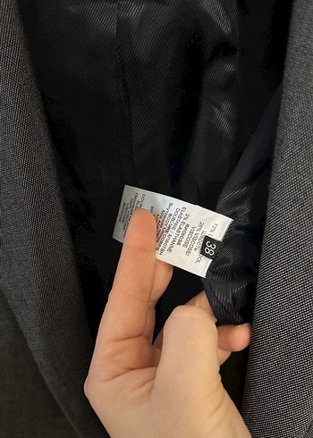 Kadın Gri yün Kumaş Düğmeli Blazer Ceket - Görsel 6