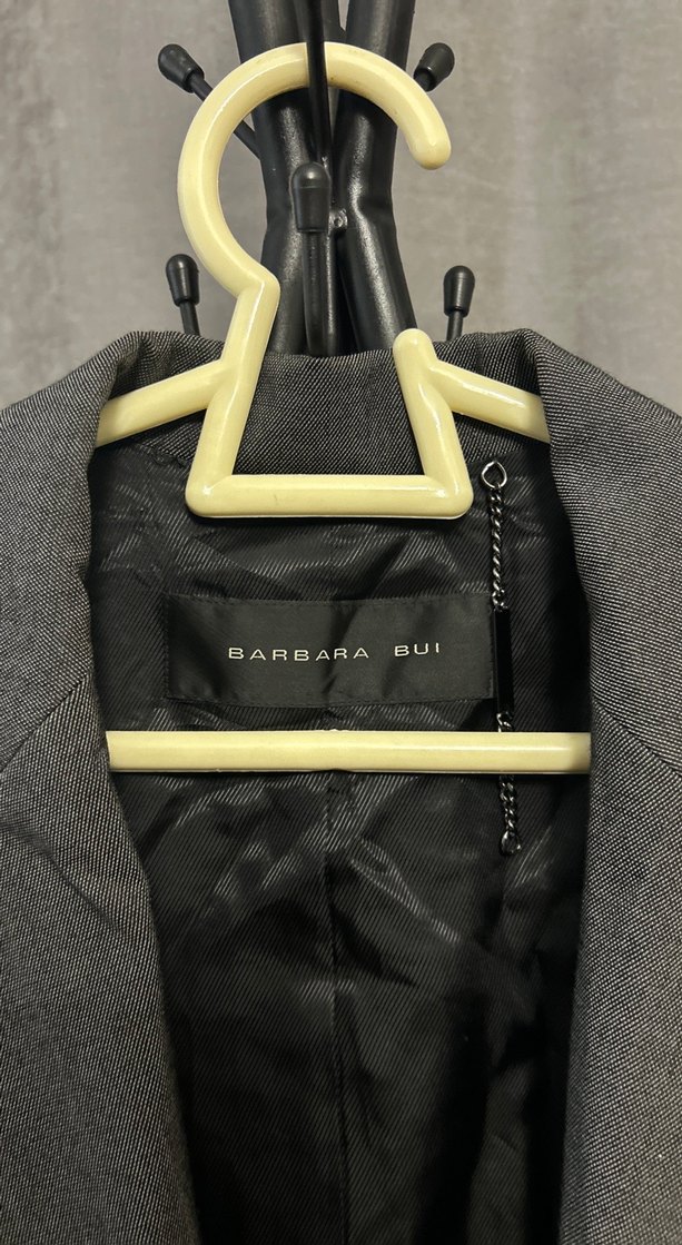 Kadın Gri yün Kumaş Düğmeli Blazer Ceket - Görsel 3