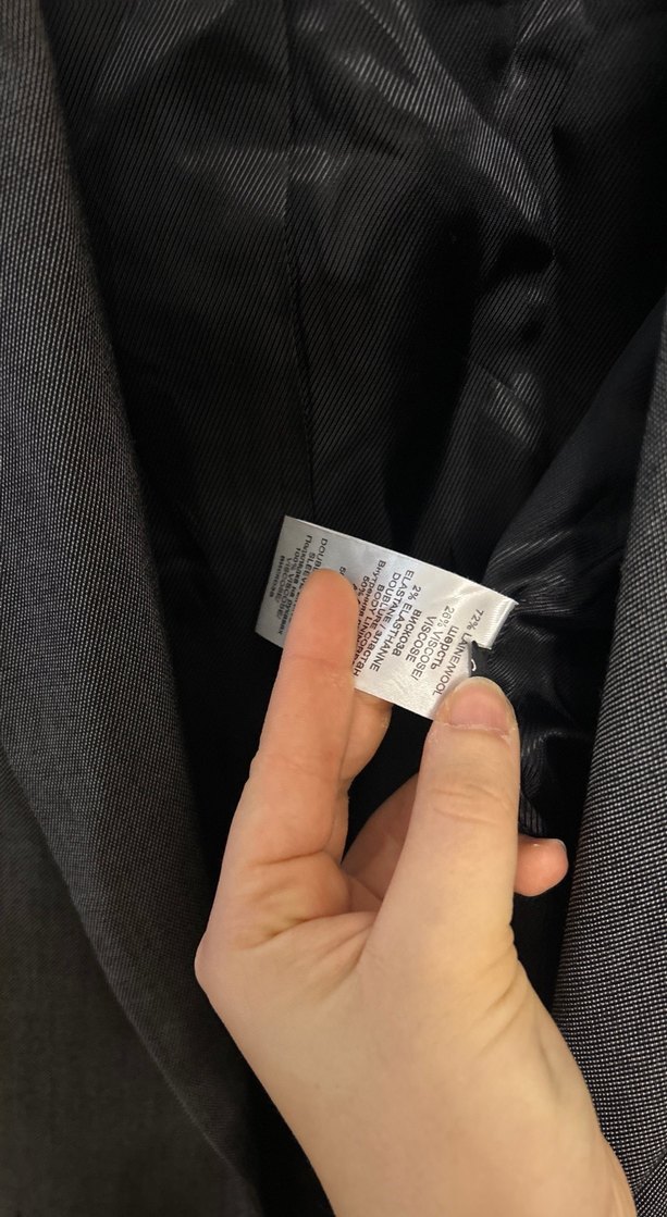 Kadın Gri yün Kumaş Düğmeli Blazer Ceket - Görsel 5