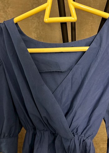 Kemerli V Yaka Lacivert Mini Elbise - Görsel 8