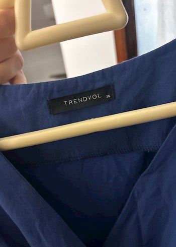 Kemerli V Yaka Lacivert Mini Elbise - Görsel 9