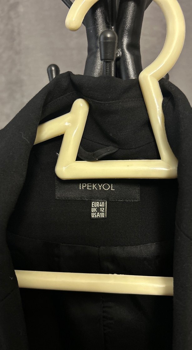 Kadın Siyah Ofis Blazeri, Normal Boy, Uzun Kollu - Görsel 2