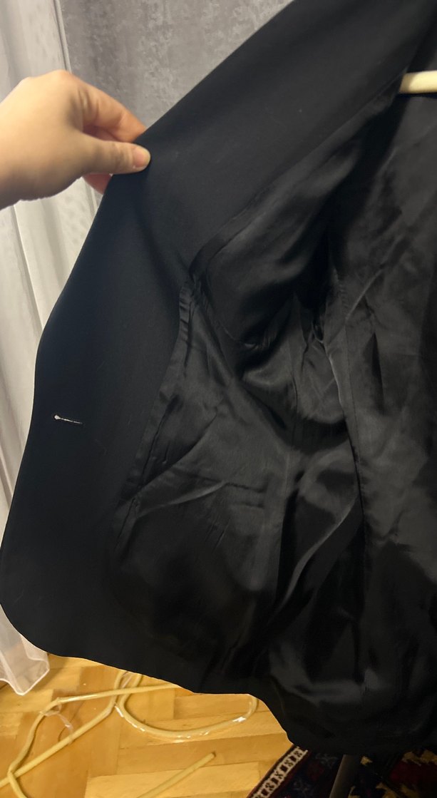 Kadın Siyah Ofis Blazeri, Normal Boy, Uzun Kollu - Görsel 4