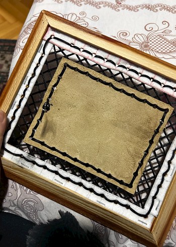 Kazakistan el işçiliği deri işleme ahşap örme tablo - Görsel 3