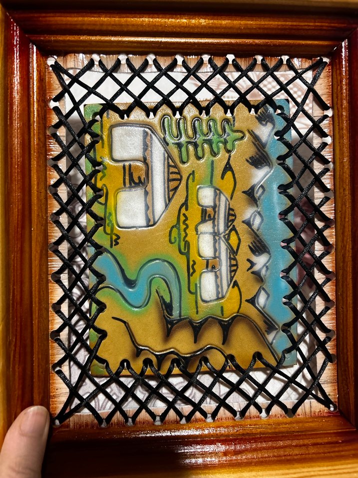 Kazakistan el işçiliği deri işleme ahşap örme tablo - Görsel 4