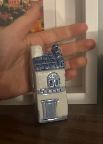 Gri mavi Seramik Ev Figürü Amsterdam Hollanda tuzluk - Görsel 4