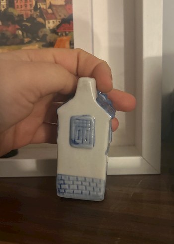 Gri mavi Seramik Ev Figürü Amsterdam Hollanda tuzluk - Görsel 3