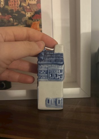 Gri mavi Seramik Ev Figürü Amsterdam Hollanda tuzluk - Görsel 2