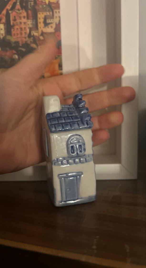 Gri mavi Seramik Ev Figürü Amsterdam Hollanda tuzluk - Görsel 4