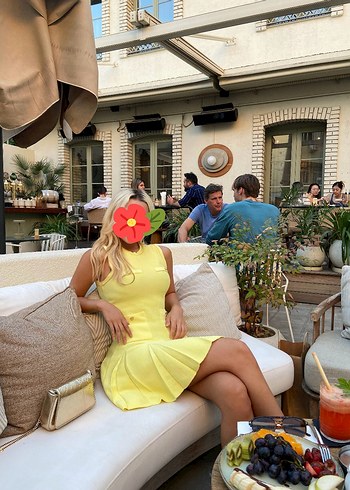 Sarı Drapeli Mini Elbise