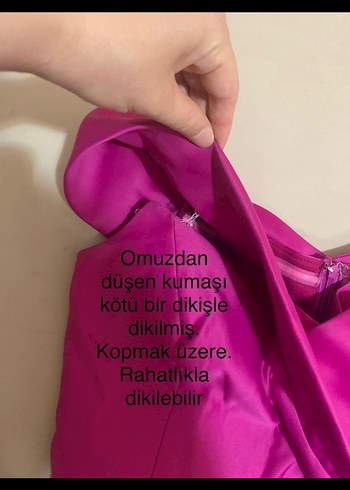 Pembe Uzun Drapeli V Yaka Kadın Abiye - Görsel 7