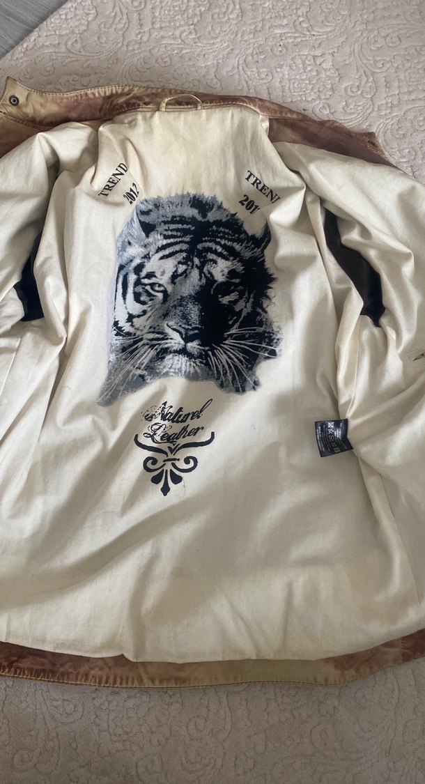 Kahverengi Vintage Erkek Deri Biker Ceket - Görsel 5