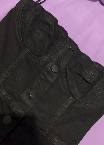 Düğmeli Siyah Uzun jean Gotik elbise - Görsel 3