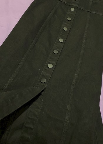 Düğmeli Siyah Uzun jean Gotik elbise - Görsel 2