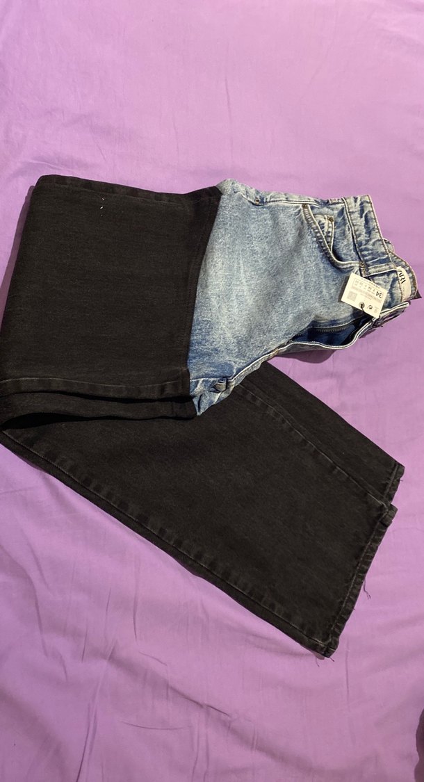 Kadın Siyah Batik Desenli Regular Fit Denim Pantolon - Görsel 3