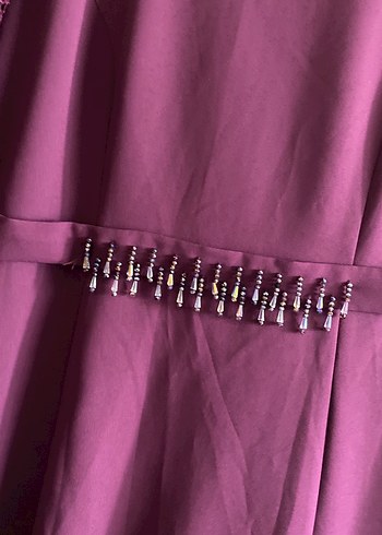 Mor Zincir Detaylı Uzun Abiye Elbise - Görsel 2