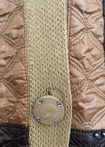 Düğmeli Uzun Kahverengi Keten Kadın Kaban - Görsel 3